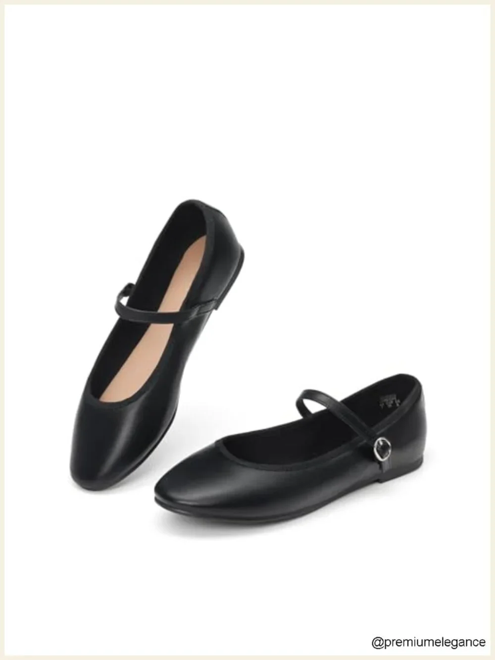 Vegan Leather Mary Jane Ballet Flats, Round Toe, Slip-Resistant, Cushioned